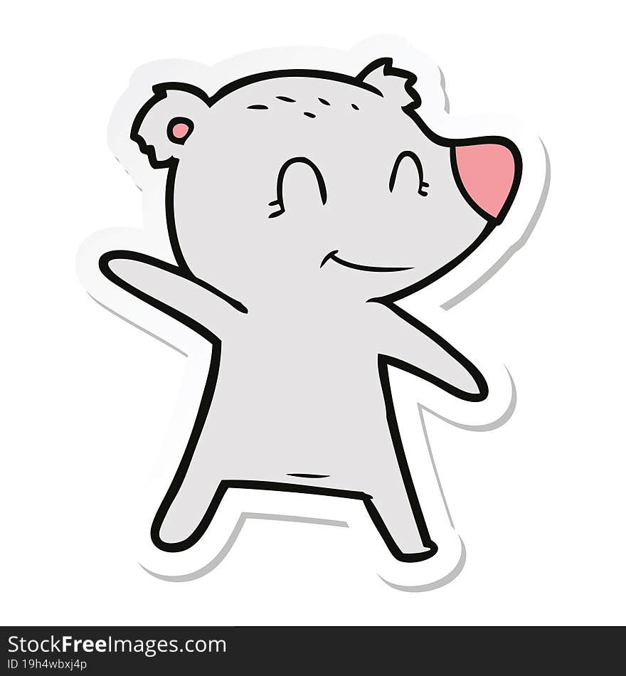 Sticker Of A Smiling Bear Pointing