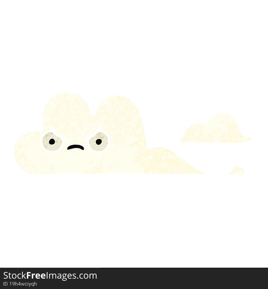 retro illustration style cartoon white cloud