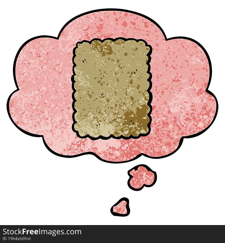 cartoon biscuit and thought bubble in grunge texture pattern style