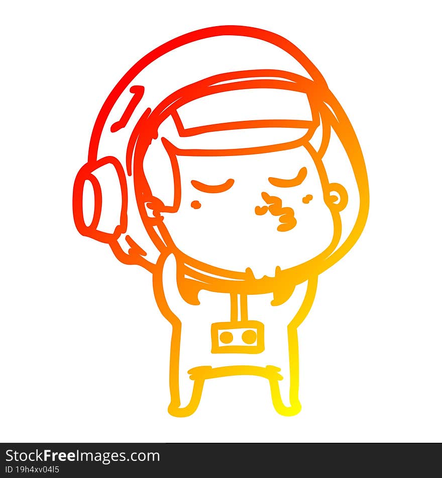 warm gradient line drawing cartoon confident astronaut