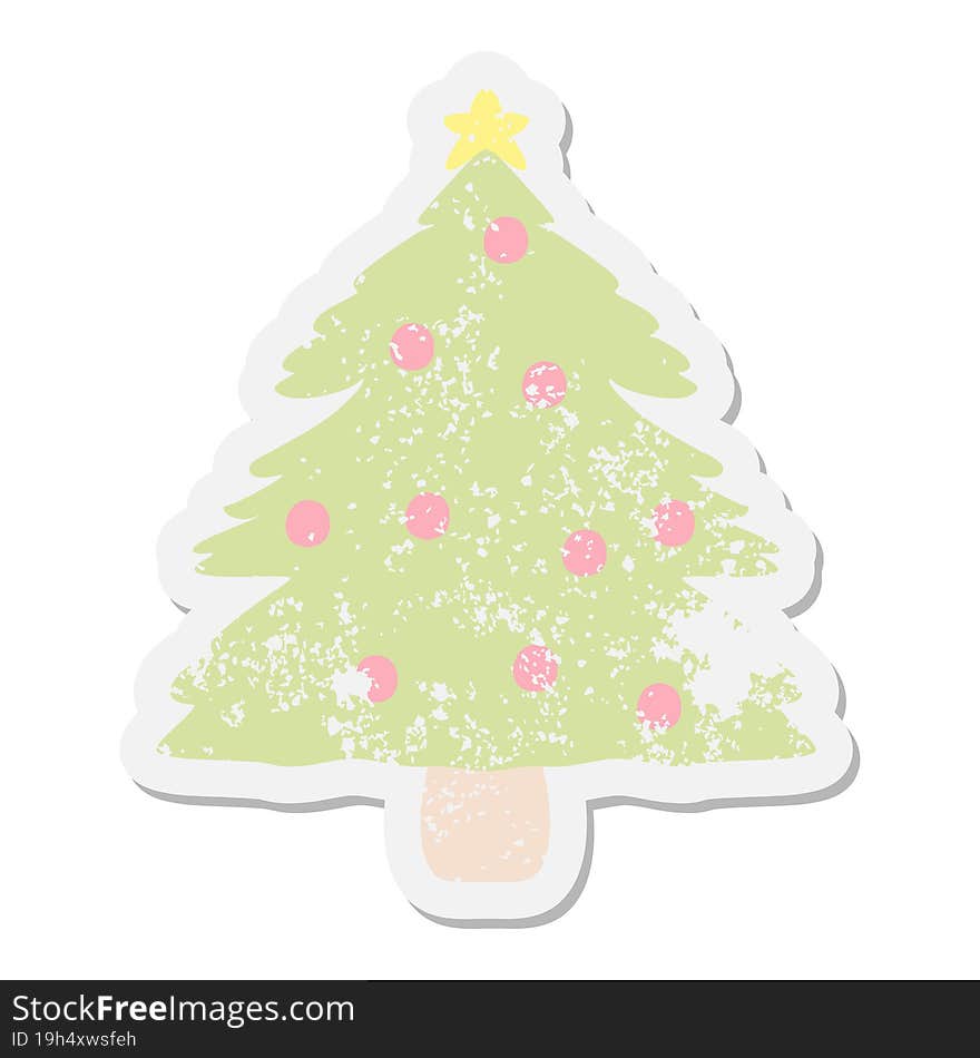 Christmas Tree Grunge Sticker