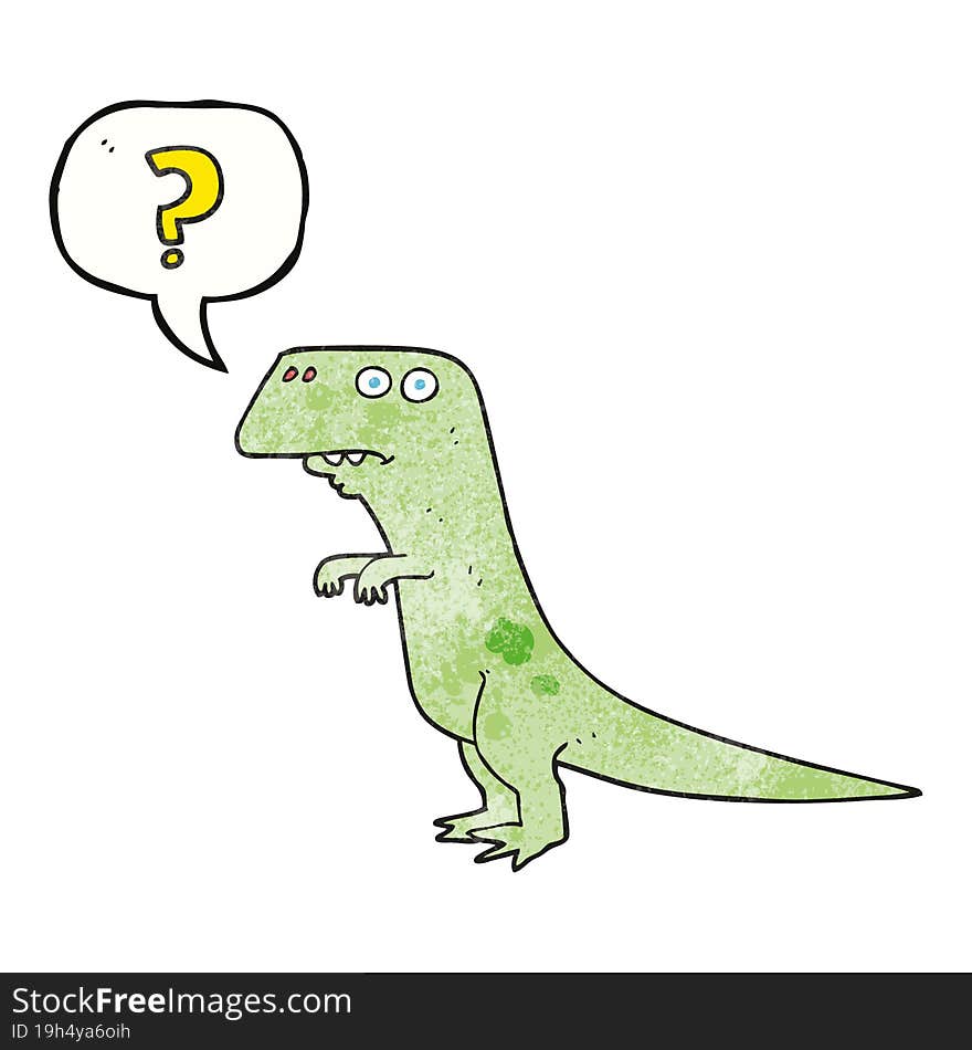 speech bubble textured cartoon confused dinosaur