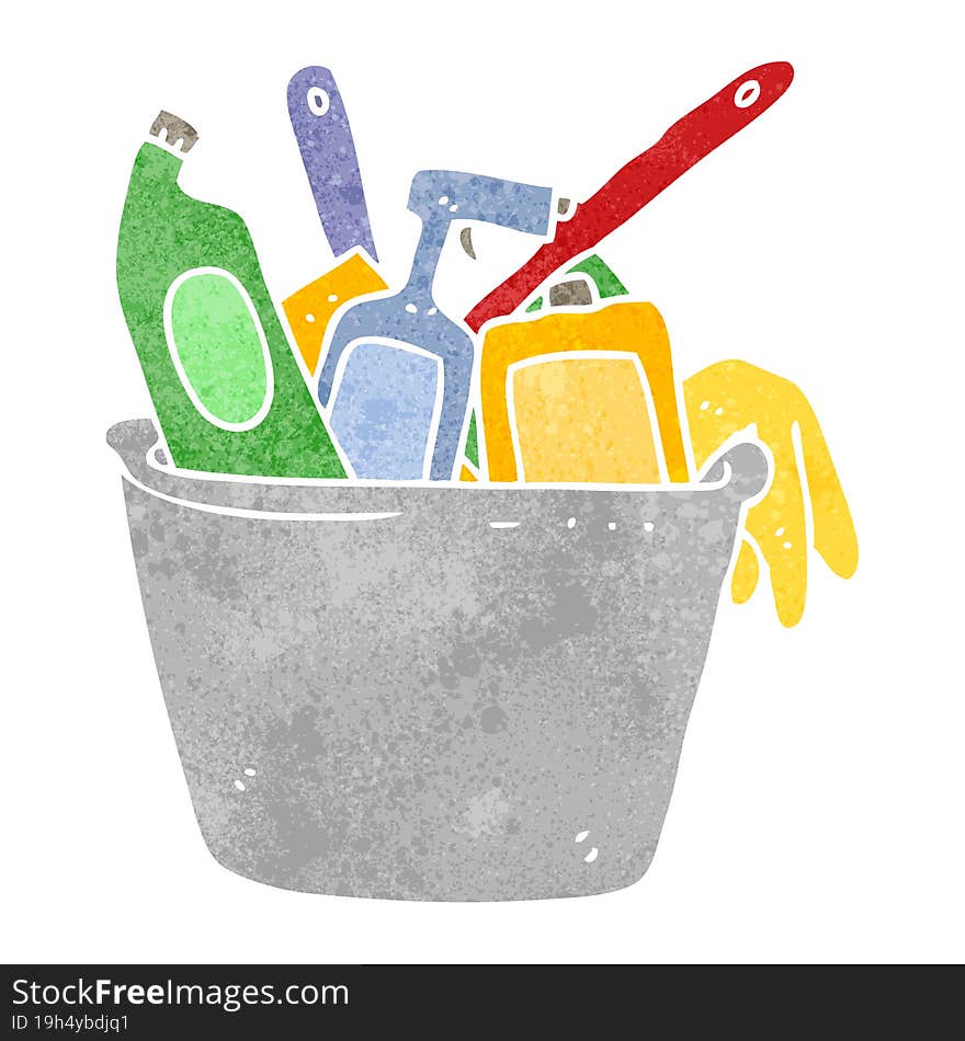 cleaning products retro cartoon