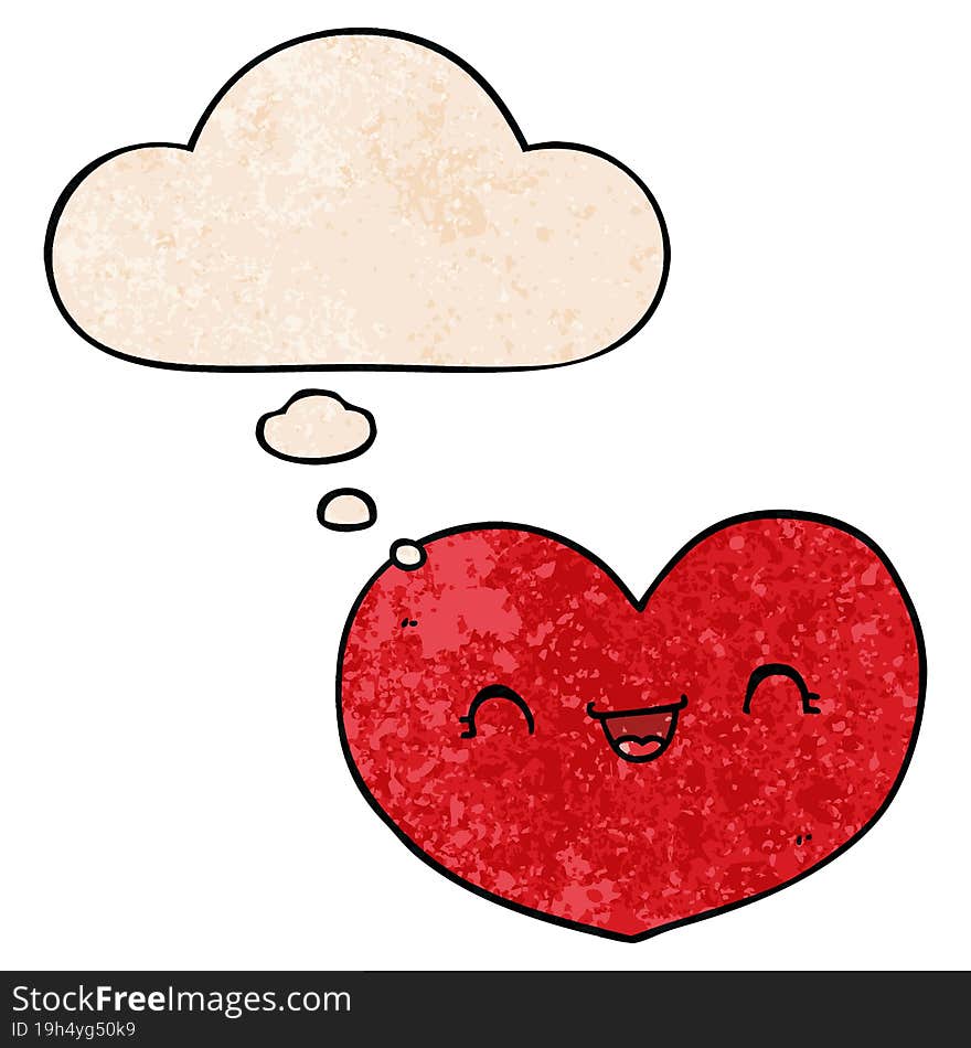 cartoon love heart and thought bubble in grunge texture pattern style