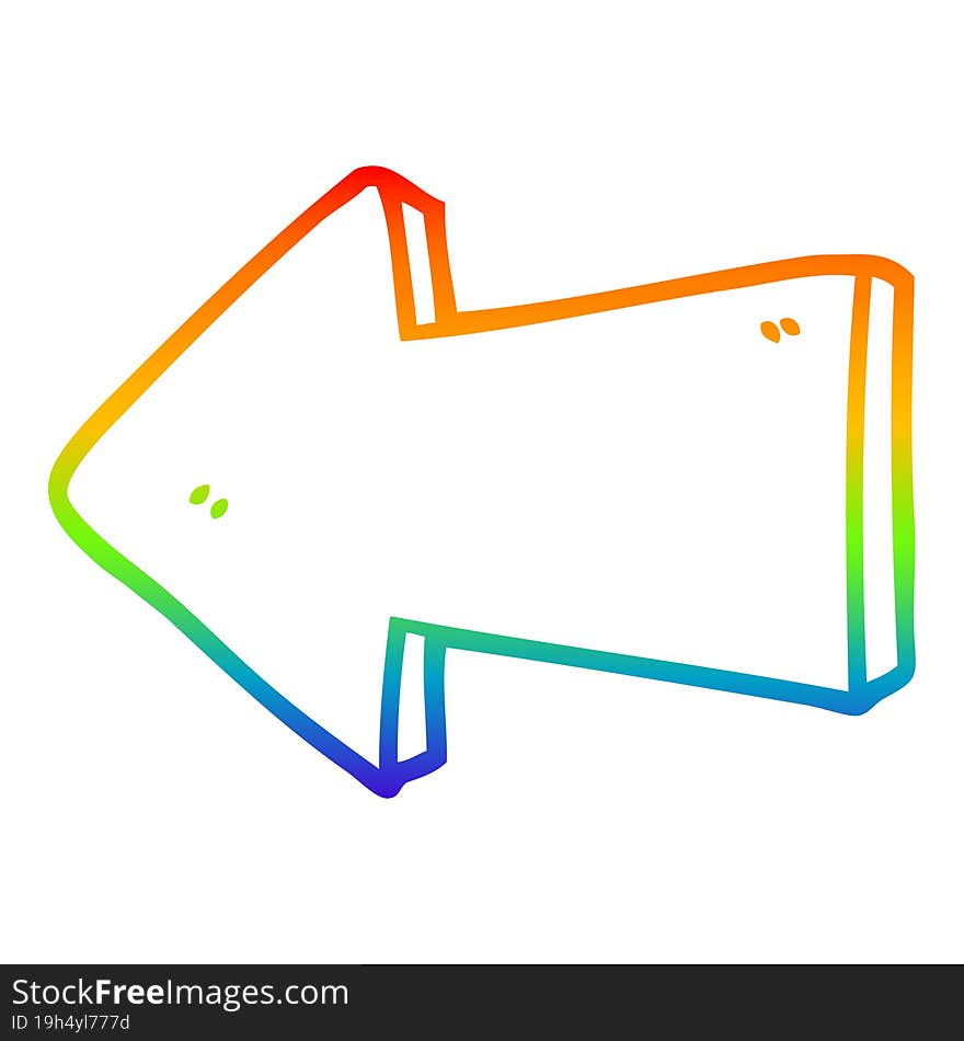 rainbow gradient line drawing cartoon pointing arrow