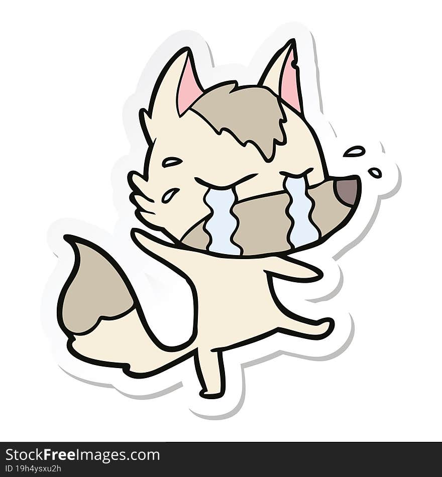 sticker of a cartoon crying wolf