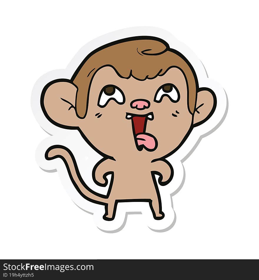 sticker of a crazy cartoon monkey