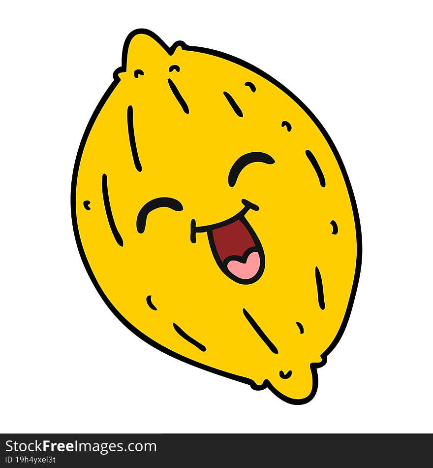 Cartoon Of A Happy Lemon