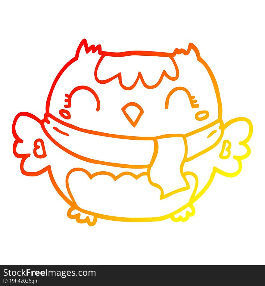 warm gradient line drawing cute cartoon owl