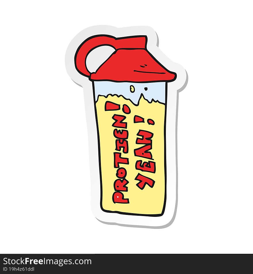 sticker of a cartoon protein shake