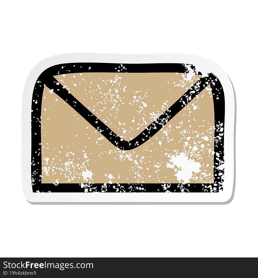 distressed sticker of a cute cartoon paper envelope