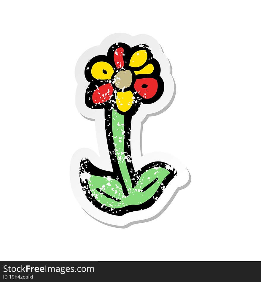 retro distressed sticker of a cartoon flower symbol