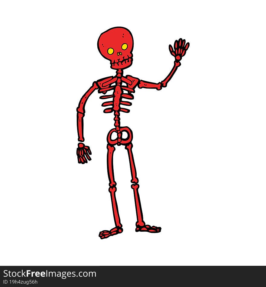 cartoon waving skeleton