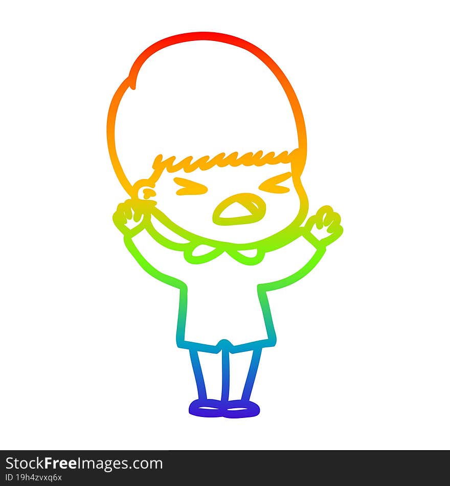 rainbow gradient line drawing cartoon stressed man