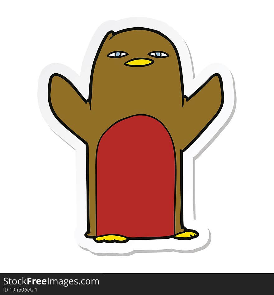 Sticker Of A Cartoon Robin