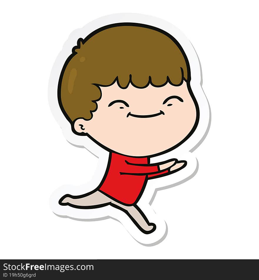 sticker of a cartoon happy boy