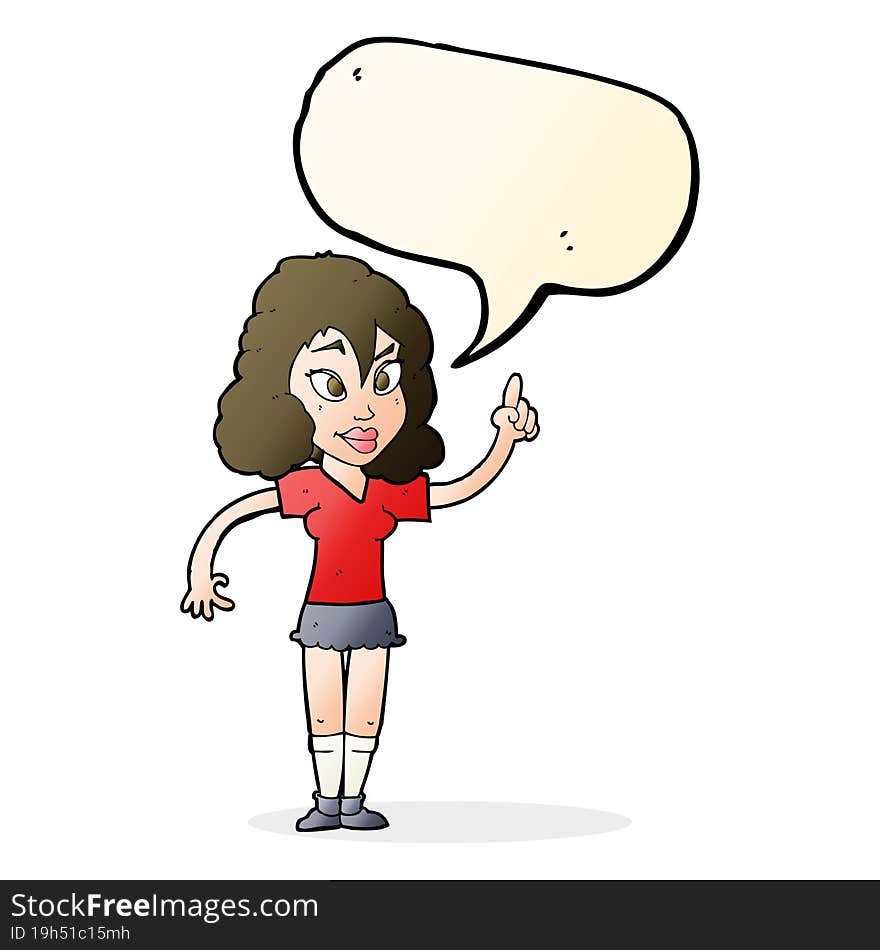 cartoon pretty woman with idea with speech bubble