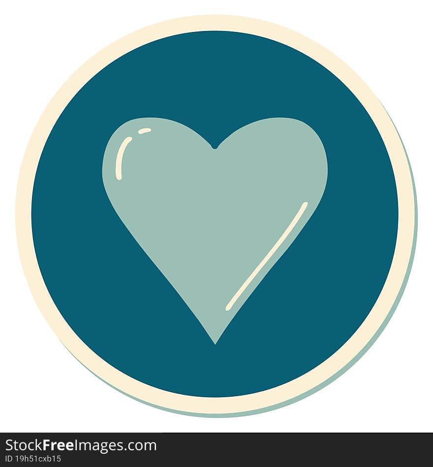 sticker of tattoo in traditional style of a heart. sticker of tattoo in traditional style of a heart