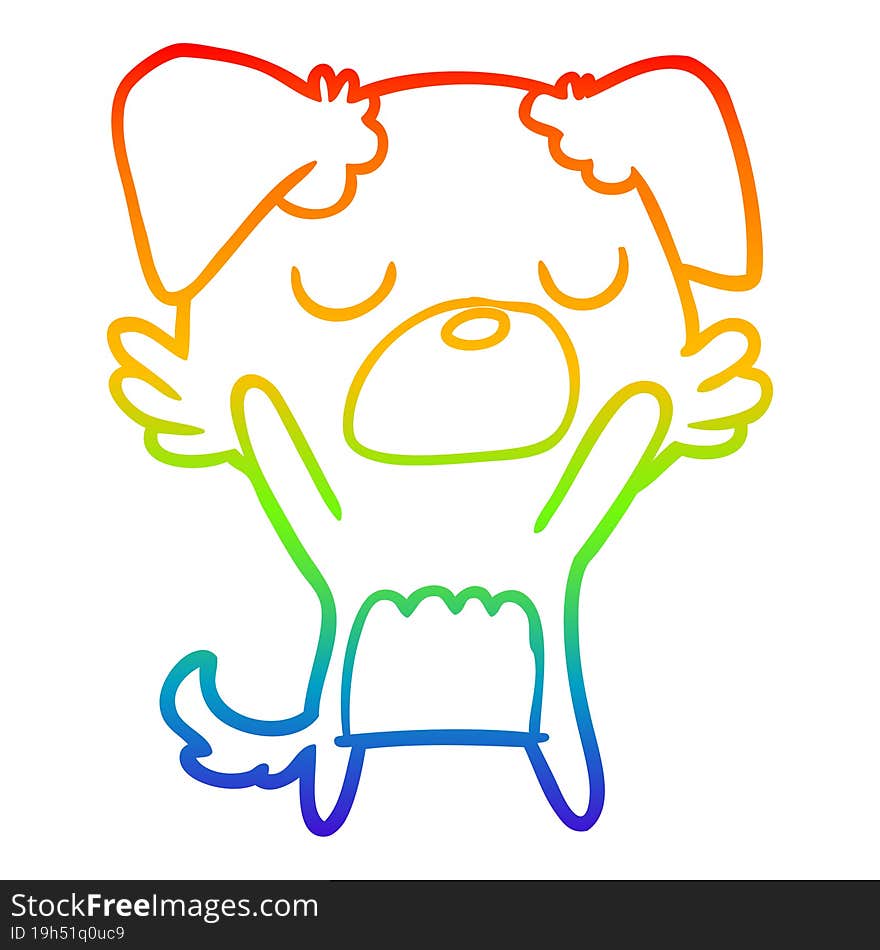 Rainbow Gradient Line Drawing Cartoon Dog