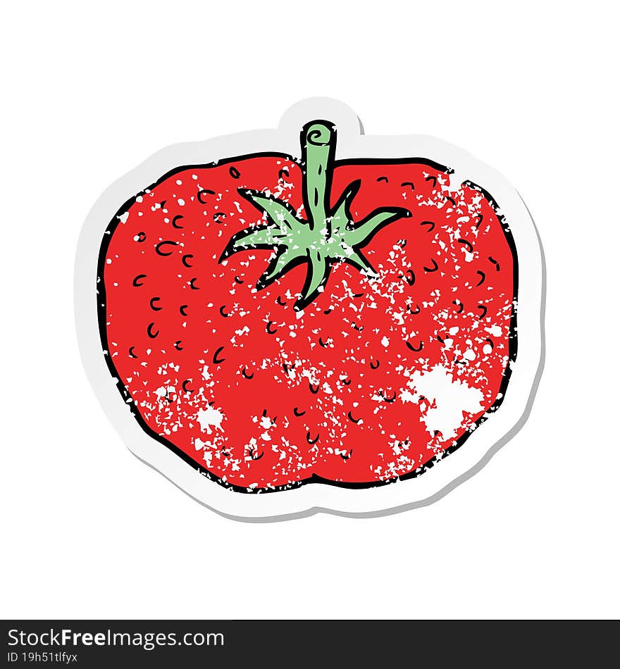 retro distressed sticker of a cartoon tomato