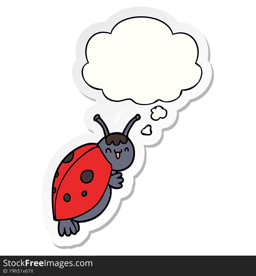 cute cartoon ladybug and thought bubble as a printed sticker