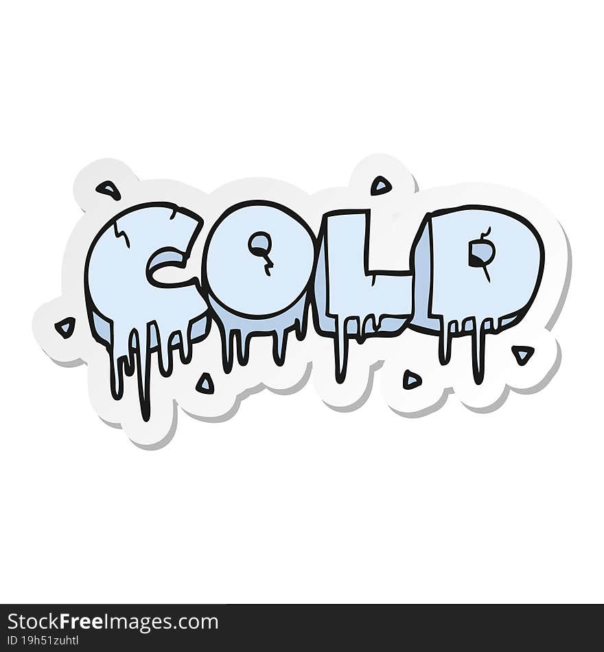 sticker of a cartoon cold text symbol