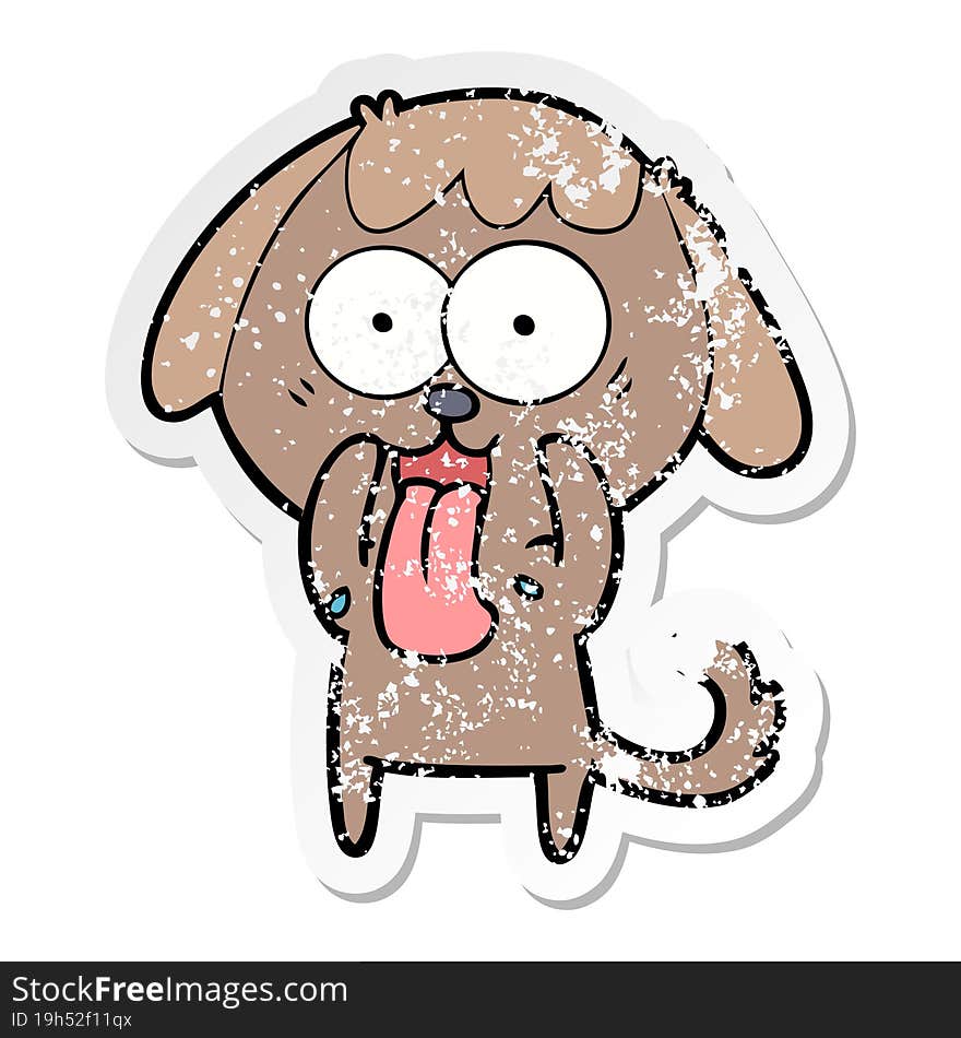 distressed sticker of a cute cartoon dog