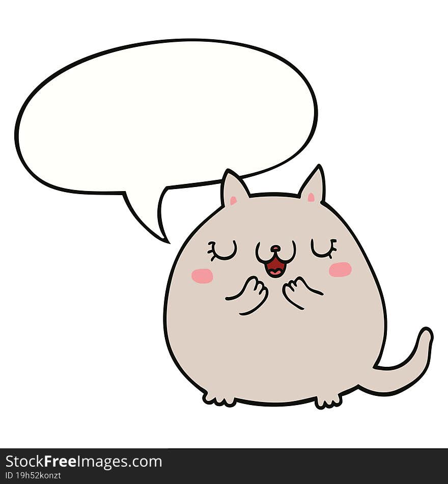 cartoon cute cat with speech bubble. cartoon cute cat with speech bubble