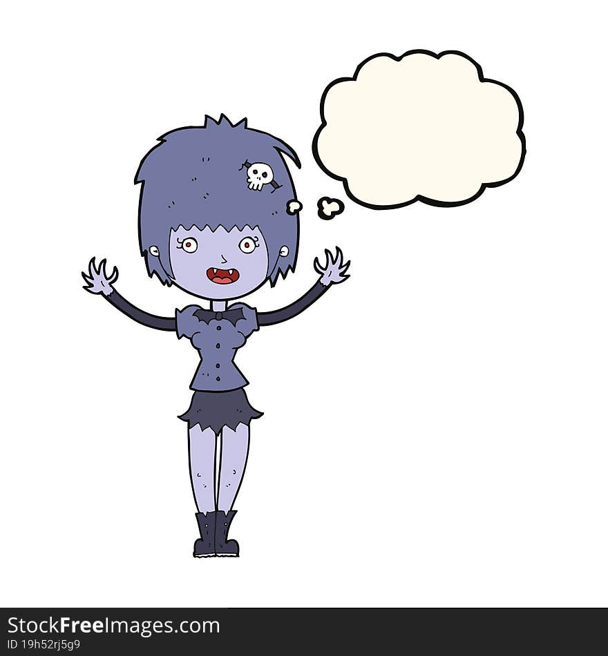 Cartoon Vampire Girl With Thought Bubble