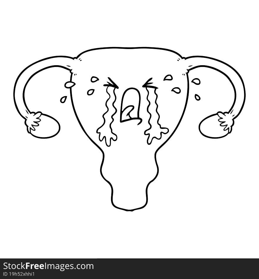 cartoon uterus crying. cartoon uterus crying