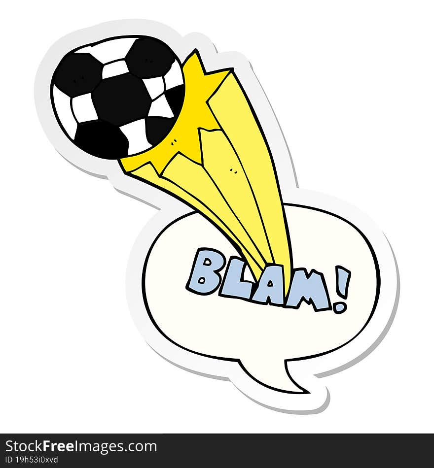 cartoon kicked soccer ball and speech bubble sticker