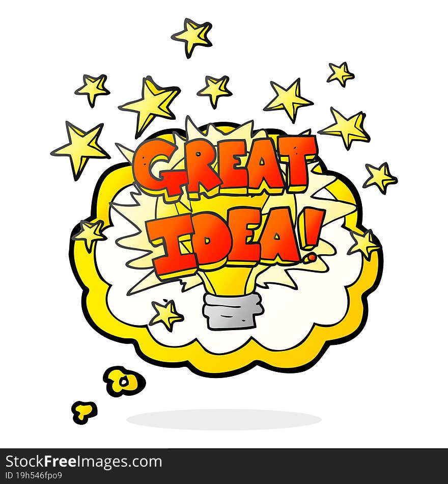 freehand drawn thought bubble cartoon great idea light bulb symbol