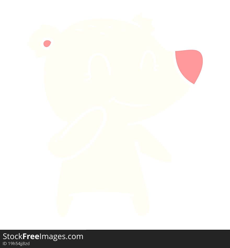 Smiling Polar Bear Flat Color Style Cartoon