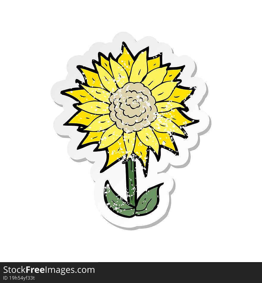 retro distressed sticker of a cartoon flower