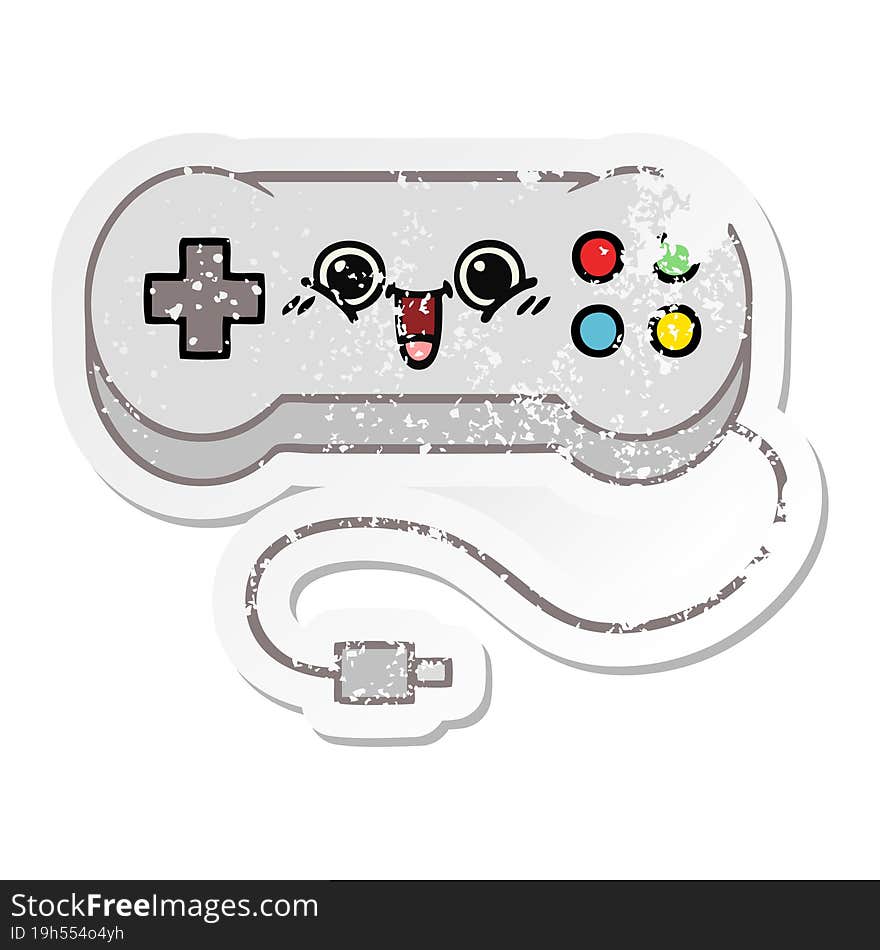 distressed sticker of a cute cartoon game controller