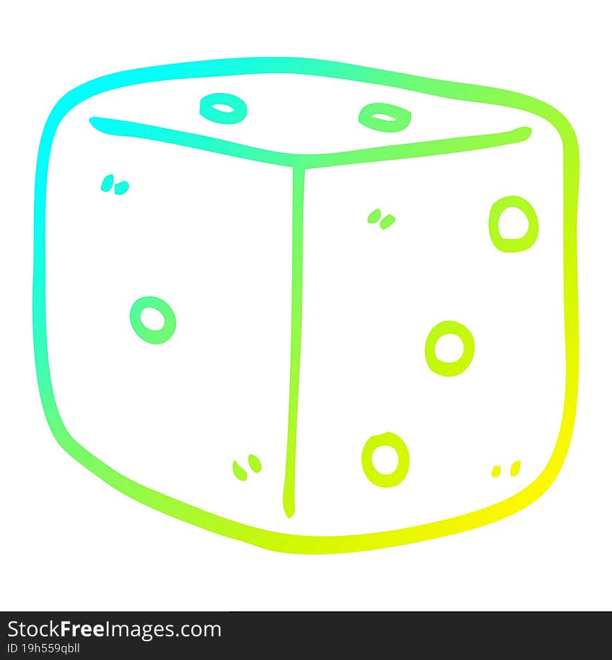 Cold Gradient Line Drawing Cartoon Red Dice