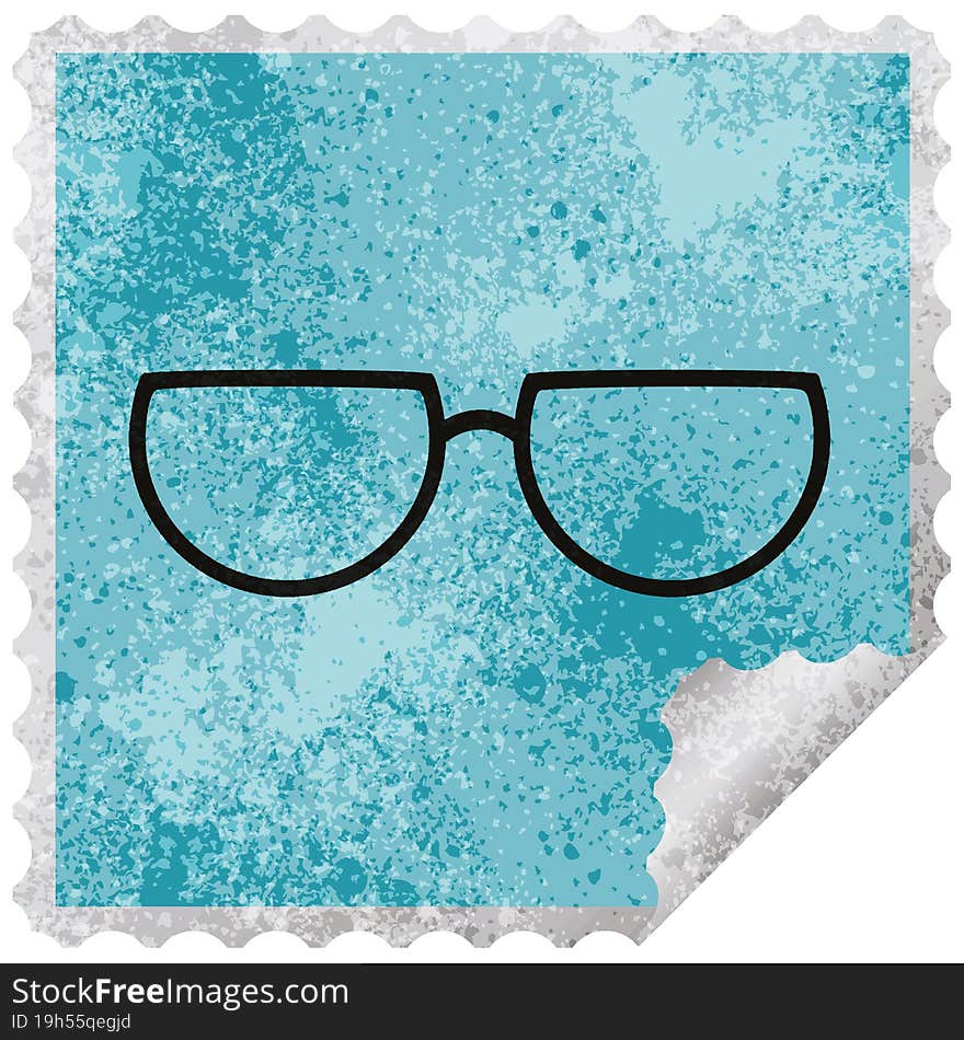 spectacles graphic vector illustration square sticker stamp