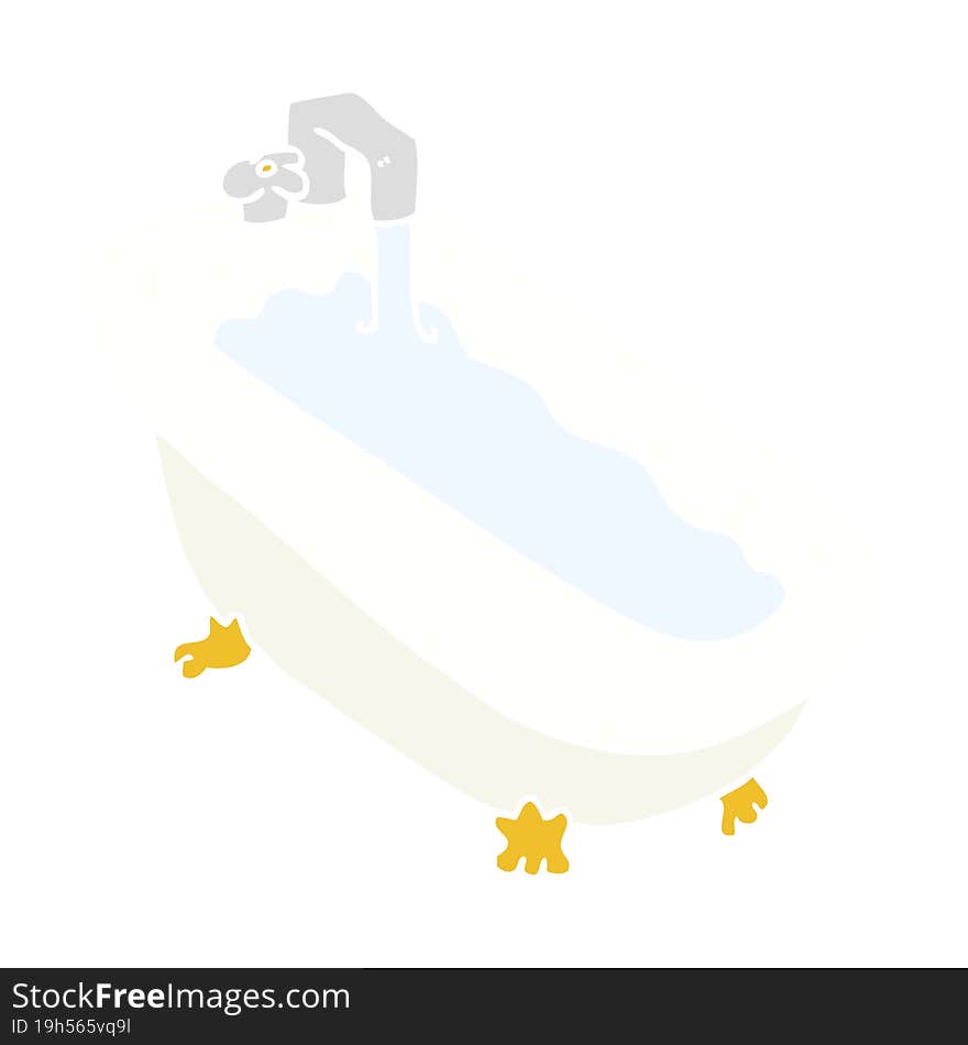 flat color illustration of a cartoon bath full of water