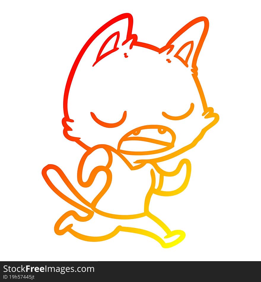 warm gradient line drawing talking cat cartoon