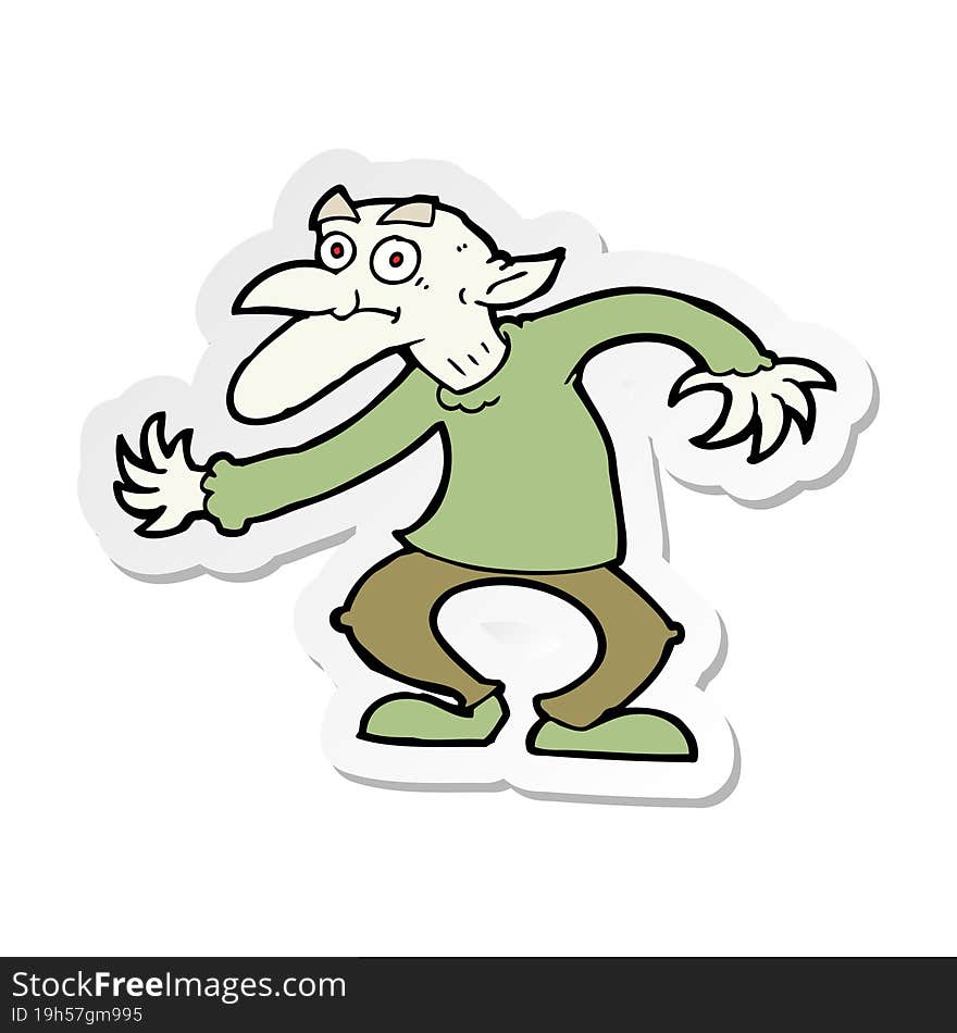 sticker of a cartoon goblin