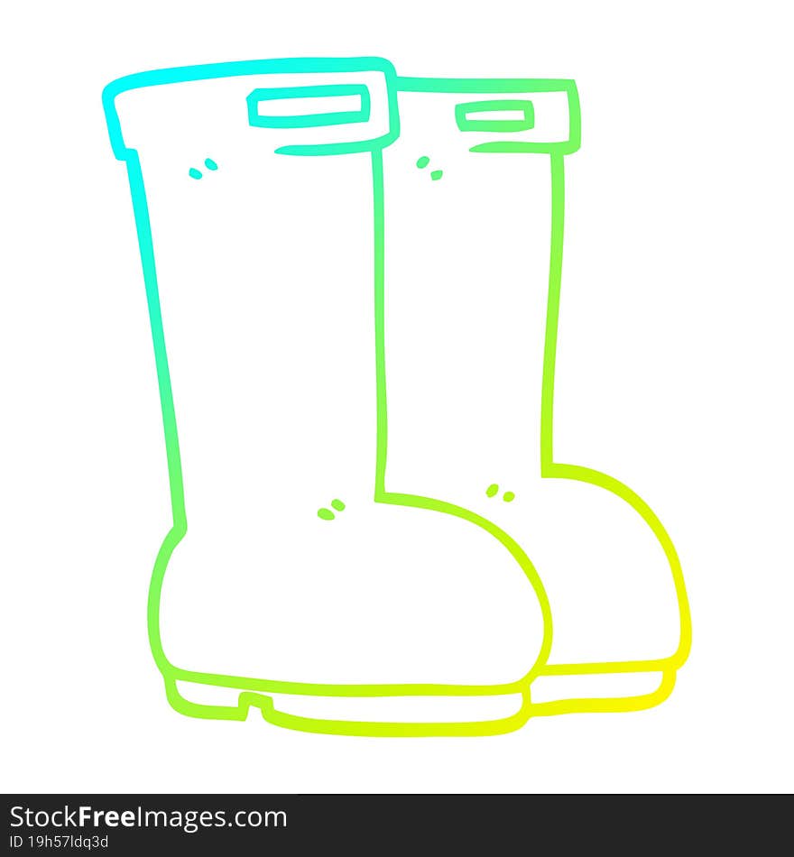 cold gradient line drawing cartoon wellingtons