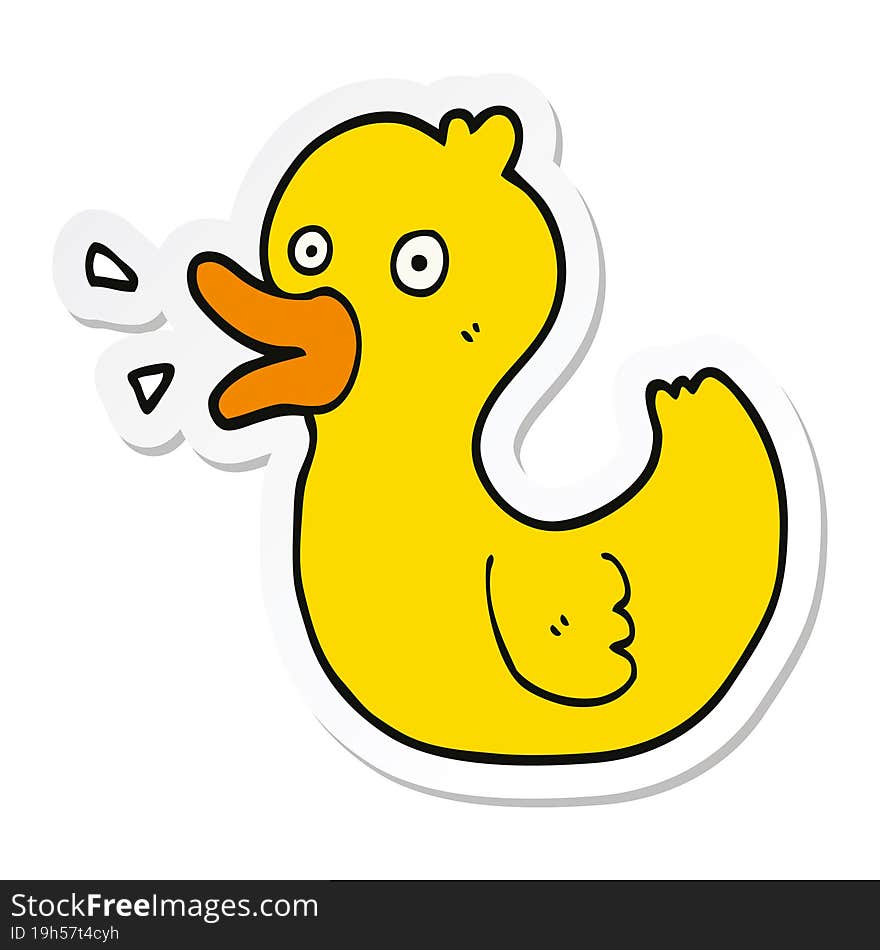 Sticker Of A Cartoon Quacking Duck