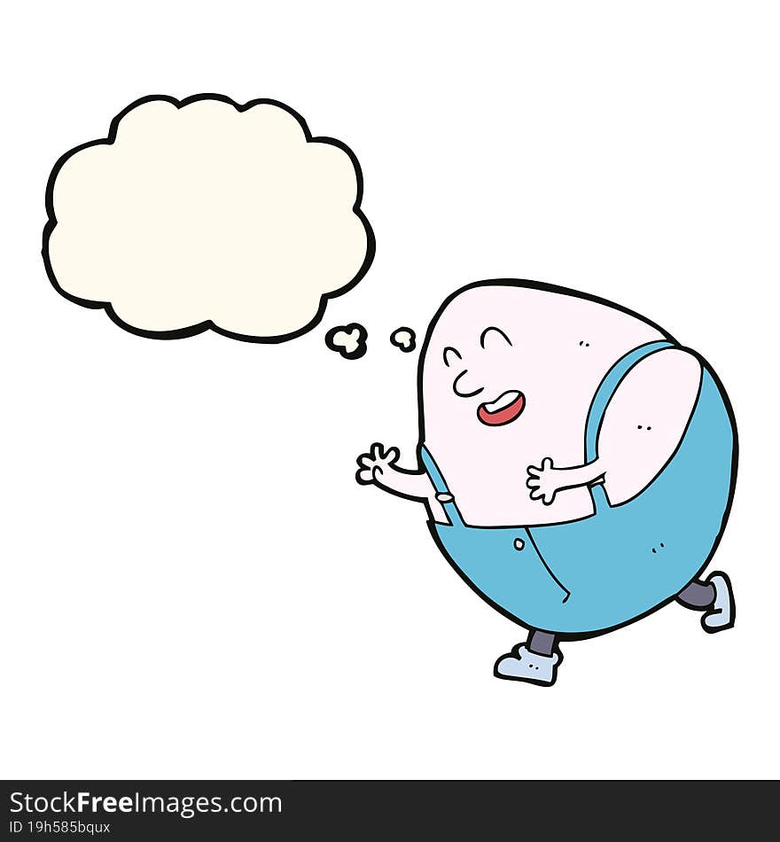 Cartoon Humpty Dumpty Egg Character With Thought Bubble