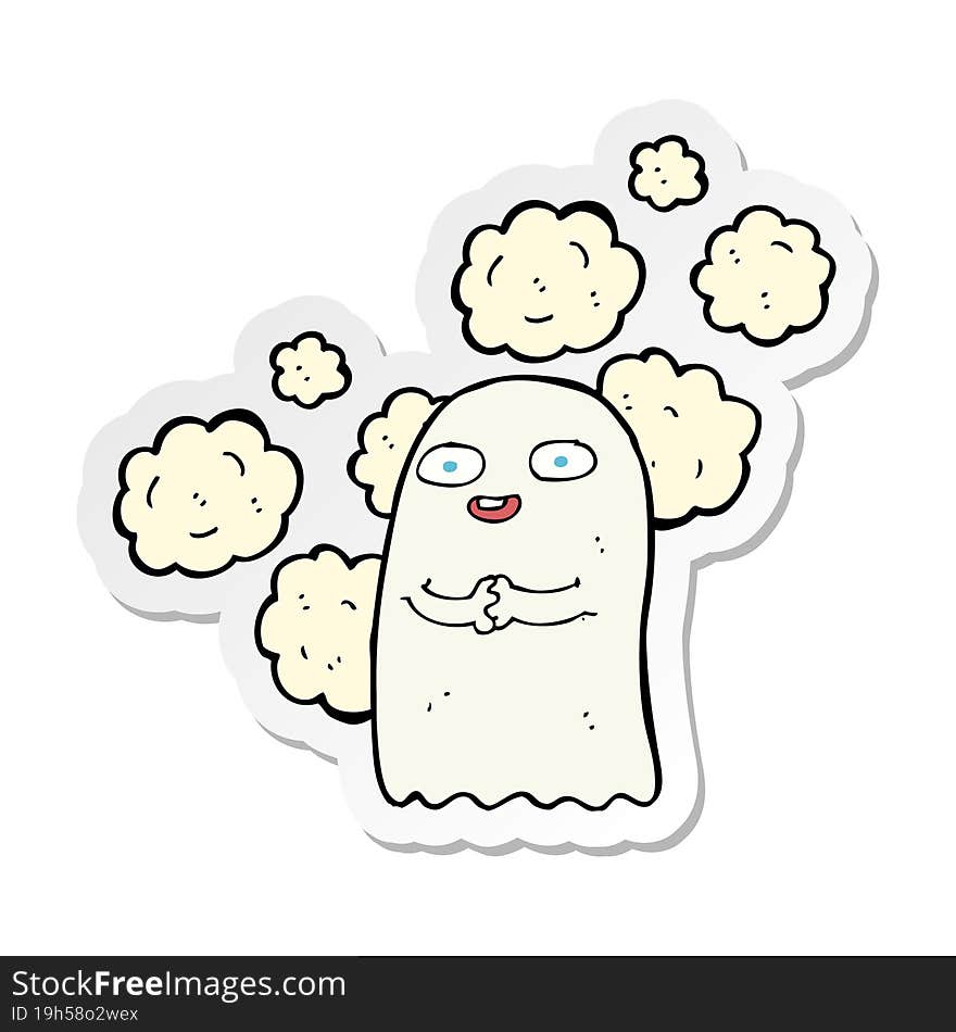 sticker of a cartoon ghost