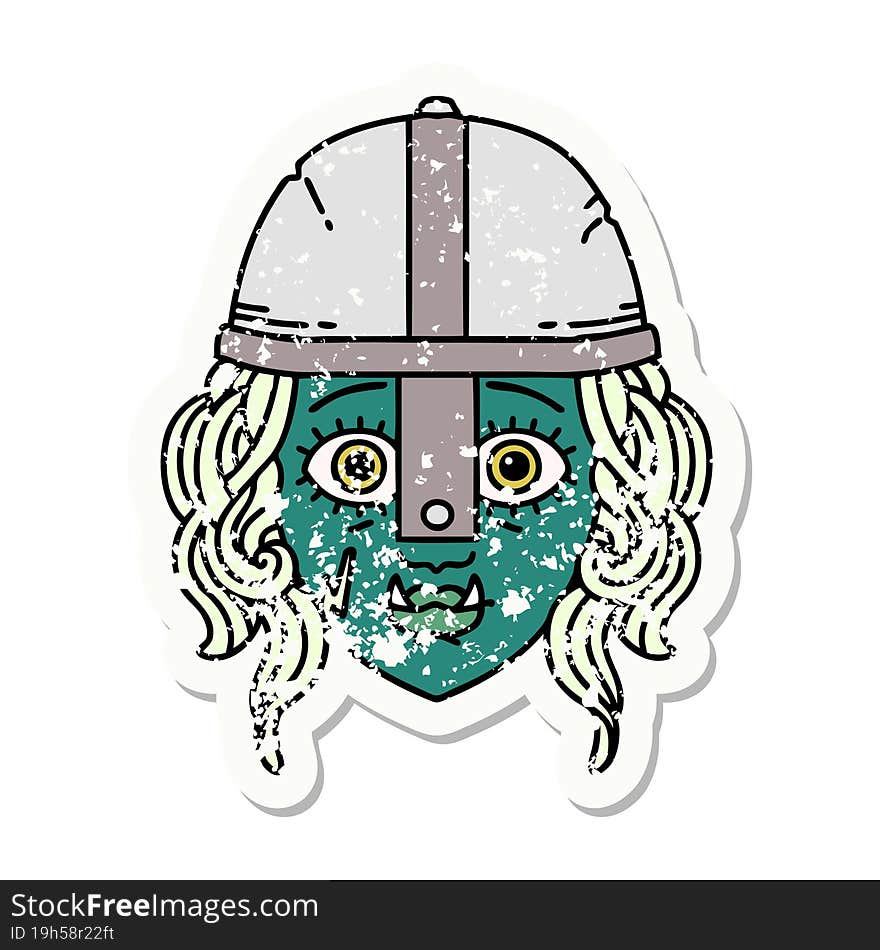 Retro Tattoo Style orc fighter character face. Retro Tattoo Style orc fighter character face