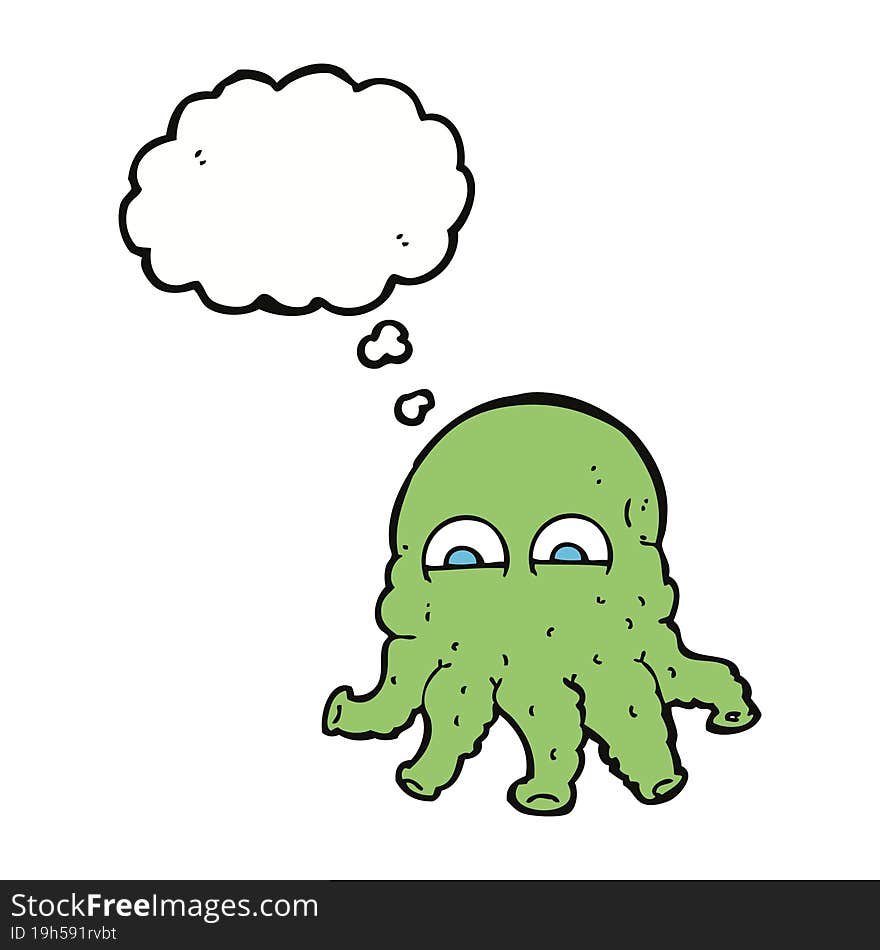 cartoon alien squid face with thought bubble