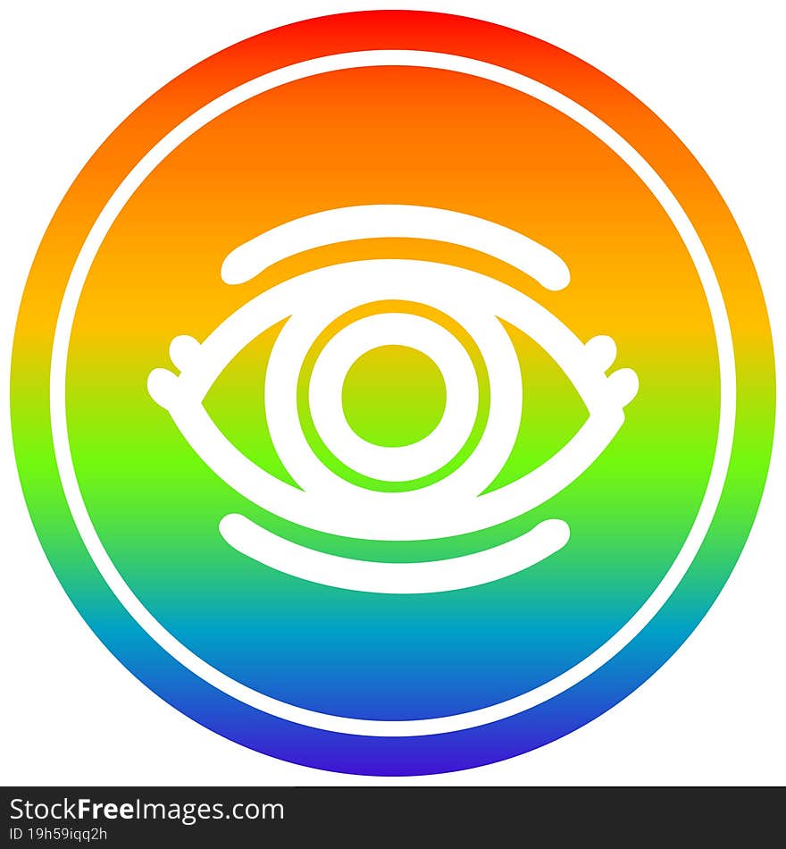 staring eye circular in rainbow spectrum