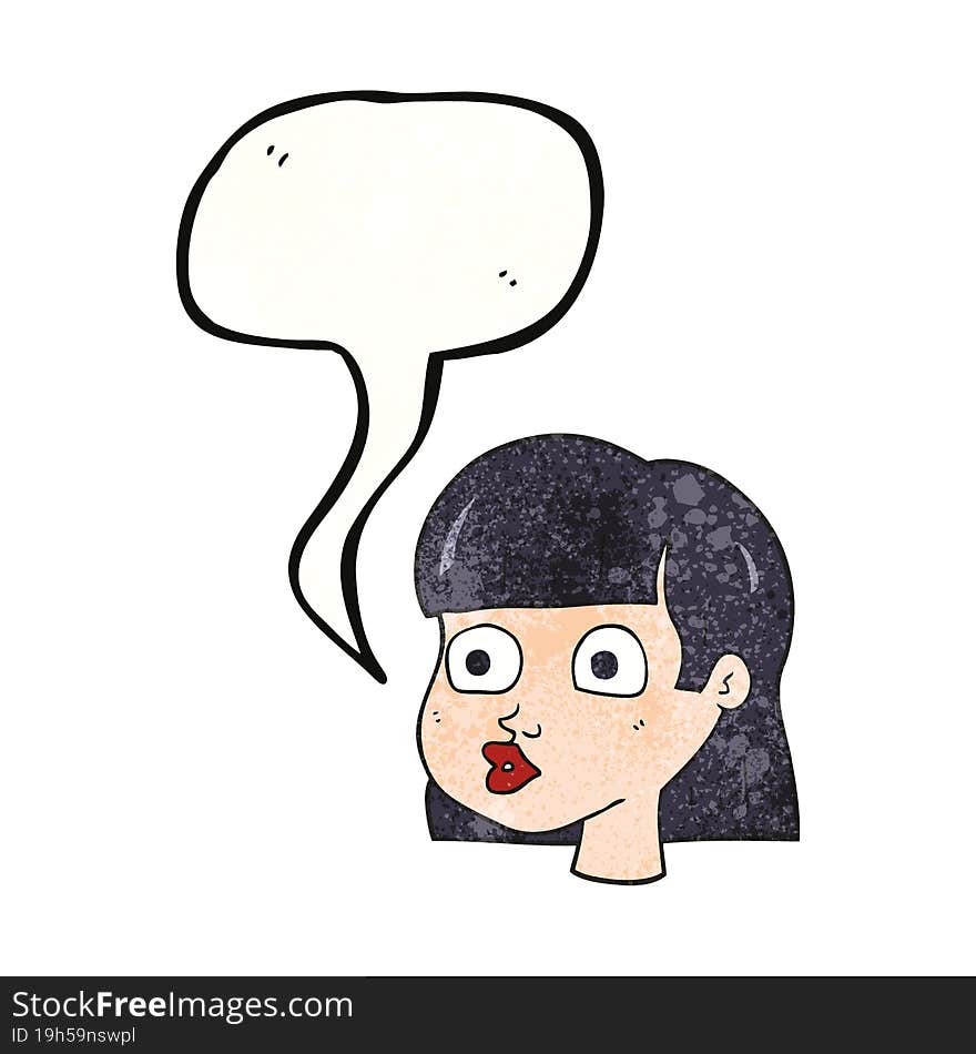 speech bubble textured cartoon female face