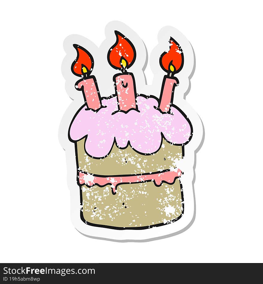 Distressed Sticker Of A Cartoon Birthday Cake