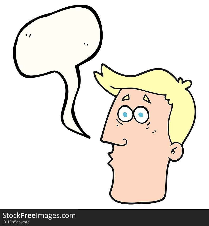 freehand drawn speech bubble cartoon male face